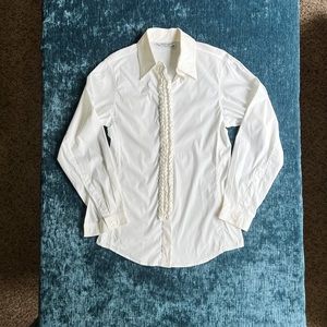 Vintage Yves Saint Laurent Cotton Blend White Tuxedo Shirt S YSL